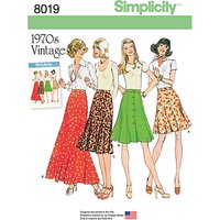 Simplicity Misses' Vintage 1970s Skirts Sewing Pattern, 8019