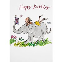 Woodmansterne Girl Reading On Elephant Birthday Card