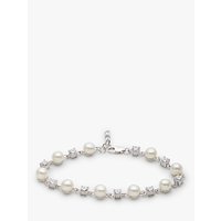 Lido Pearls Pearl And Cubic Zirconia Spacer Bracelet, Silver/White