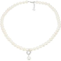 Lido Pearls Heart Drop Pearl Necklace, White