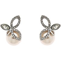 Finesse Crystal And Pearl Leaf Stud Earrings, 10mm