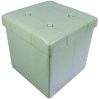 Cream Faux Leather Storage Ottoman Cube (H)375mm (W)375mm