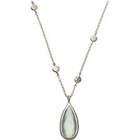 John Lewis Gemstones Silver Plated Aqua Chalcedony Long Drop Pendant Necklace, Silver/Blue