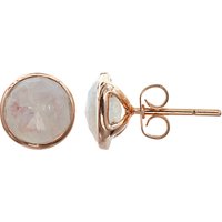 John Lewis Gemstones Rose Gold Plated Rainbow Moonstone Circle Stud Earrings, Rose Gold