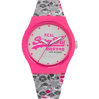 Superdry SYL169EP Women's Urban Floral Silicone Strap Watch, Grey/White