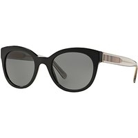 Burberry BE4210 Check Oval Sunglasses, Black