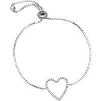 Adele Marie Sterling Silver Cubic Zirconia Open Heart Bracelet, Silver