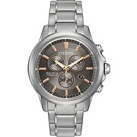 Citizen AT2340-56H Men's Chronograph Date Titanium Bracelet Strap Watch, Silver/Ash Grey