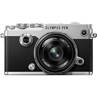 Olympus Pen F Compact System Camera With M.ZUIKO 17mm Prime Lens, HD 1080p, 20.3MP, Wi-Fi, Front Creative Dial, 5-Axis IS, 3 Vari-Angle Touch Monitor, Silver