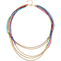 Adele Marie 5 Row Bead And Spring Tube Necklace, Gold/Multi