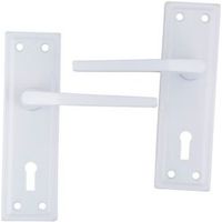 Gloss White Internal Straight Lock Door Handle 1 Set