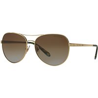 Tiffany & Co TF3051B Polarised Aviator Sunglasses, Gold/Brown