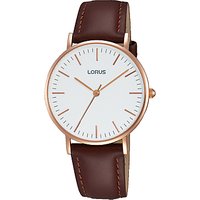 Lorus RH886BX9 Women's Leather Strap Watch, Brown/White