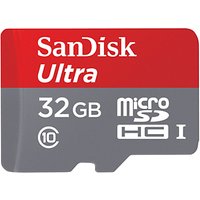SanDisk Ultra Class 10 MicroSDHC Memory Card, 32GB, 80MB/s, With SD Adapter