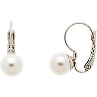 Finesse Pearl Leverback Drop Earrings, Silver/White