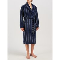 John Lewis Stripe Velour Cotton Robe, Navy