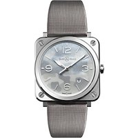 Bell & Ross BRS-CAMO-ST Unisex Date Satin Strap Watch, Grey/Camouflage Mother Of Pearl