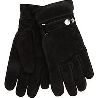 John Lewis Adjustable Strap Suede Gloves, Black
