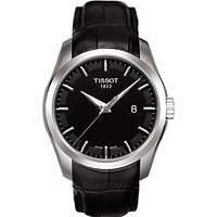 Tissot T0354101605100 Men's Couturier Date Leather Strap Watch, Black