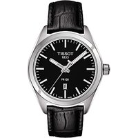 Tissot T1012101605100 Women's PR 100 Date Leather Strap Watch, Black