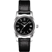 Tissot T0332101605300 Women's Classic Dream Date Leather Strap Watch, Black