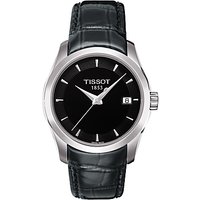 Tissot T0352101605100 Women's Couturier Date Leather Strap Watch, Black