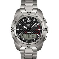 Tissot T0134204420200 Men's T-Touch Chronograph Perpetual Calendar Titanium Bracelet Strap Watch, Silver/Black