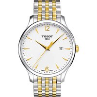 Tissot T0636102203700 Men's Tradition Date Two Tone Bracelet Strap Watch, Silver/Gold