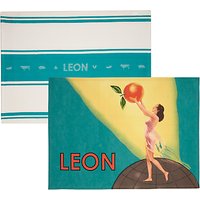 LEON Tea Towels, Lady And Stamp Design, Set Of 2
