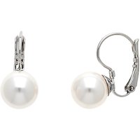 Finesse Glass Faux Pearl Leverback Drop Earrings, Silver/White