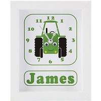 Stripey Cats Personalised Trevor Tractor Framed Clock, 23 X 18cm