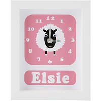 Stripey Cats Personalised Shirley Sheep Framed Clock, 23 X 18cm
