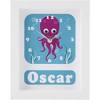Stripey Cats Personalised Oscar Octopus Framed Clock, 23 X 18cm