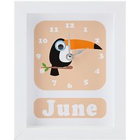 Stripey Cats Personalised Tilly Toucan Framed Clock, 23 X 18cm