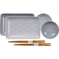 Tokyo Design Studio Nippon Grey Plate Gift Set, Set Of 6, White/Black