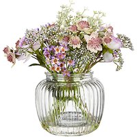 Peony Artificial Purple Flowers In Glass Bottle Vase