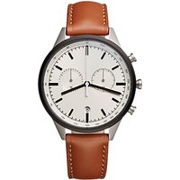 Uniform Wares C41SGR01NAPTAN1816R01 Men's C41 Chronograph Date Leather Strap Watch, Tan/Grey