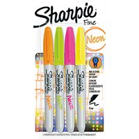 Sharpie Neon Fine Markers, Pack Of 4