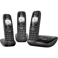 Gigaset AS405A Digital Cordless Telephone With Answering Machine, Trio DECT, Black