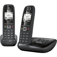 Gigaset AS405A Digital Cordless Telephone With Answering Machine, Duo DECT, Black