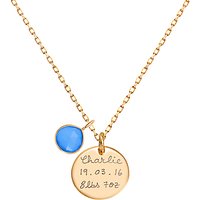 Merci Maman Personalised Gemstone Disc Pendant Necklace