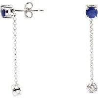 Turner & Leveridge 2000s 18ct White Gold Sapphire And Diamond Stud Chain Drop Earrings, Blue/White Gold