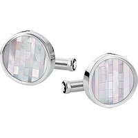Montblanc Heritage Round Concave Mother Of Pearl Cufflinks, Silver