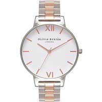 Olivia Burton OB16BL32 Women's White Dial Two Tone Bracelet Strap Watch, Silver/Rose Gold