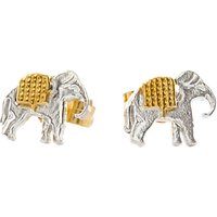 Alex Monroe 22ct Gold Plated Sterling Silver Elephant Stud Earrings, Silver/Gold