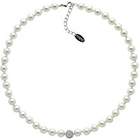 Finesse Pearl Pave Ball Necklace, Silver