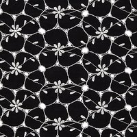 Cut Work Flower Print Fabric, Black/White