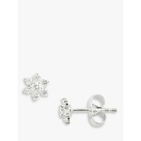 EWA 18ct White Gold Diamond Flower Cluster Stud Earrings, White Gold