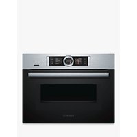Bosch CMG676BS6B Built-In Combination Microwave Single Oven With Home Connect, Brushed Steel
