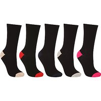 John Lewis Cotton Blend Colour Block Ankle Socks, Black/Multi